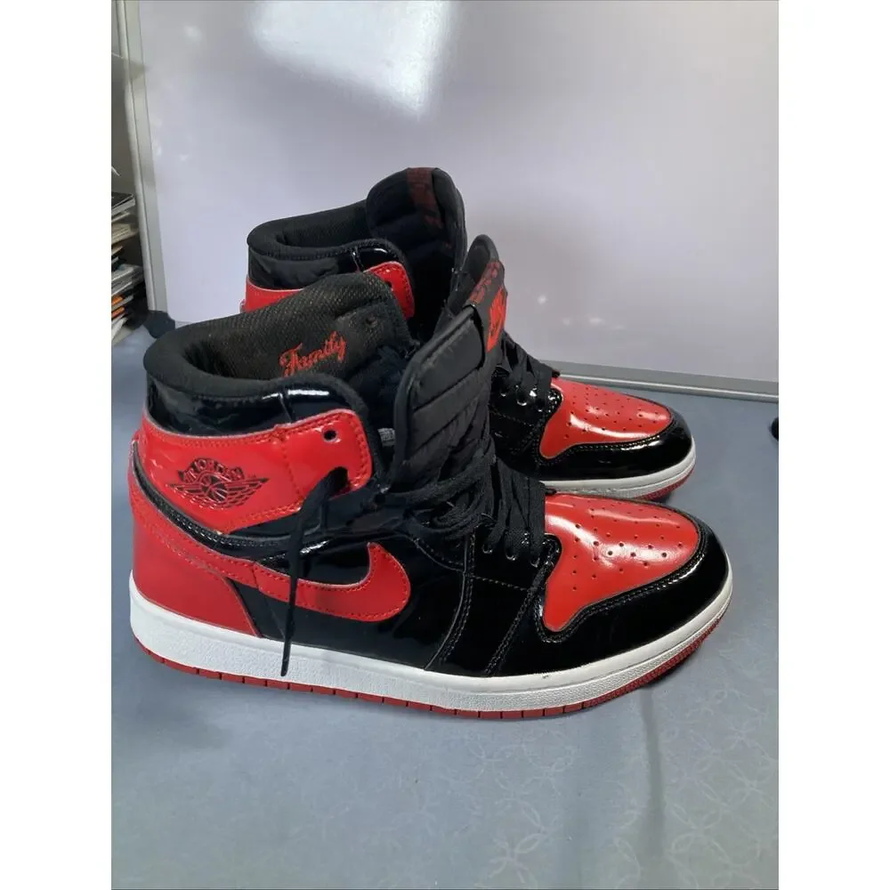Nike Air Jordan 1 Retro OG High Patent Leather Bred Sneakers Size 9.5